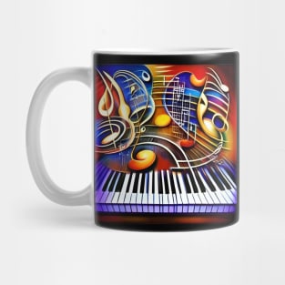 Abstract Image Of Musical Symbols and A Keyboard Mug